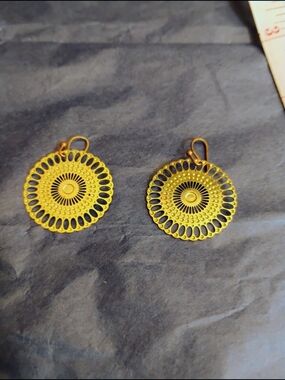 3 For $15 Gold-Tone Filigree Disc Drop Earrings